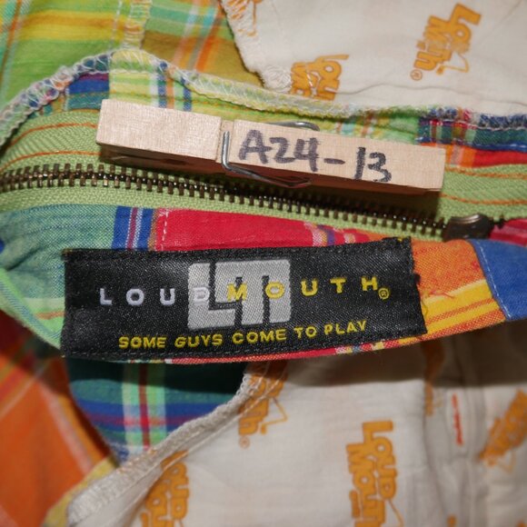 Loudmouth Golf Madras Men's Size 38 Patchwork Shorts *Altered* GUC Lightweight - Picture 6 of 7